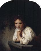 REMBRANDT Harmenszoon van Rijn, Girl Leaning on a Window Sill